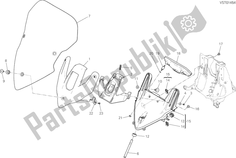All parts for the Windshield of the Ducati Multistrada 1200 Touring USA 2016